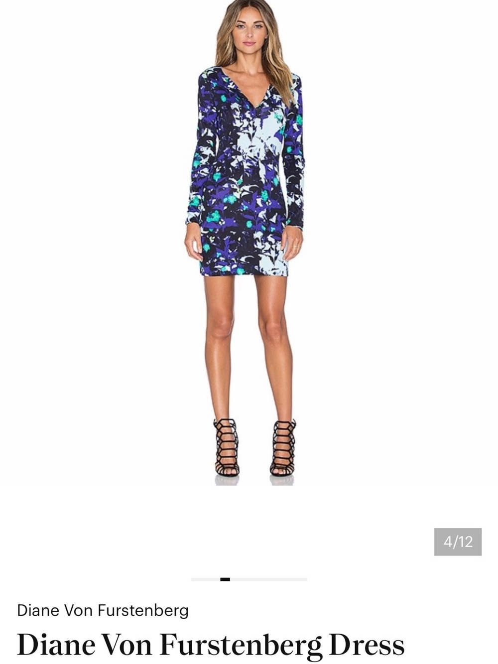 Diane Von Furstenberg Multicolor Floral Long Sleeve Wrap Dress